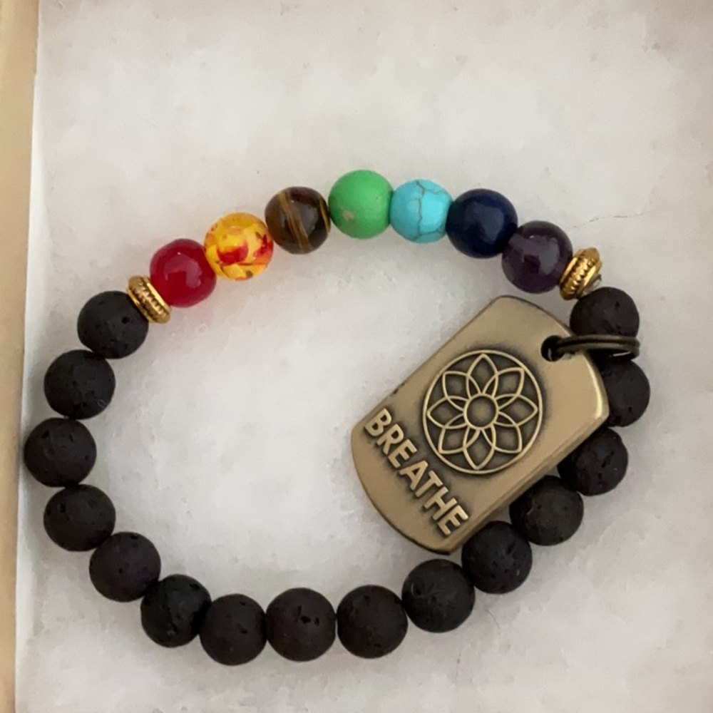 Bragaboutit Colorful Beaded Bracelet with Breathe Charm.